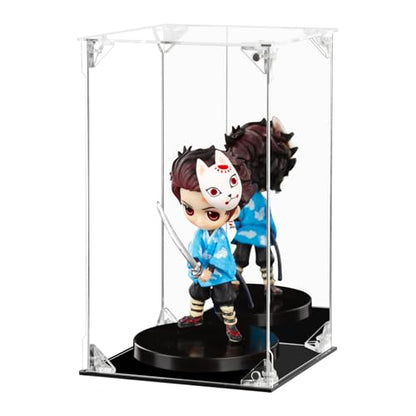 Acrylic Display Case Clear Action Figure Display Case with Mirrored Back, Dustproof Protection Display Box Alternative Glass Case for Collectibles