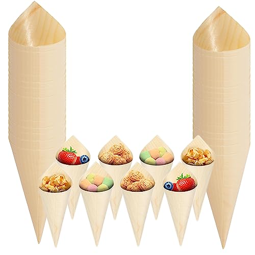 Disposable Wood Cones - Versatile Cardboard Cones for Cake Pops, Charcuterie, Food, and Crafts - Eco-Friendly and Stylish - Pack of 100 - WoodArtSupply