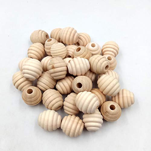30pcs 20mm Unfinished Wood Threaded Wooden Spacer Loose Honeycomb Round Beehive Beads Home Decoration Accessories DIY Wood Crafts Accessories Alenybeby