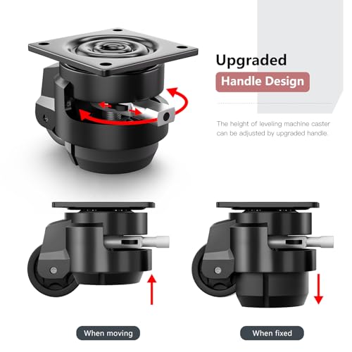 ANDUTEES 4 Pack Leveling Casters, Adjustable Heavy Duty Casters Set of 4, Swivel Plate Industrial Retractable Caster Wheels for Workbench,Machine, ANDUTEES