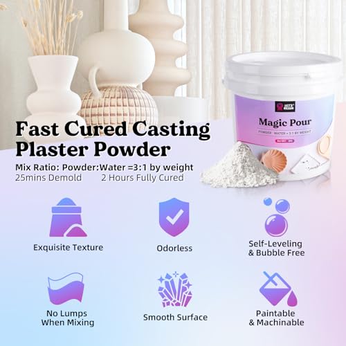 LET'S RESIN Resin Casting Powders 3000g, Fast Cured Casting Resin Kit for Beginners,20~30 Minutes De-Mold, Water Activated Plaster Powder Casting Kit LET'S RESIN