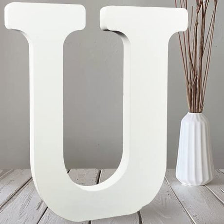 AOCEAN 10 Inch White Big Wood Letters, Unfinished Wooden Letters for Wall Decor Decorative Standing Letters Slices Sign Board Decoration for Craft AOCEAN