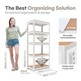 HOMEDANT House 5 Tier 24.4" W Laminated Metal Shelving Unit Adjustable Storage Utility Rack Heavy Duty Shelves Organization Multipurpose Shelf HOMEDANT