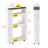 CHLORYARD Slim Storage Cart, 4-Tier Kitchen Rolling Cart Narrow Storage Cabinet with Handle & Wood Top, Metal Rolling Shelf Unit for Kitchen Bathroom CHLORYARD