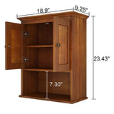 Treocho Wood Wall Cabinet, Bathroom Medicine Cabinet Storage with Doors and Adjustable Shelf, Rustic Cabinet Wall Mounted for Bathroom, Livingroom, Treocho