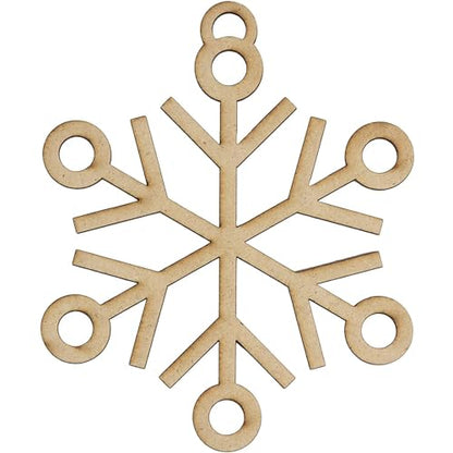 24 Pcs Unfinished Wood Snowflake Shaped Christmas Tree Wooden