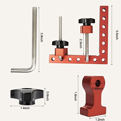 90 Degree Clamp, Cabinet Clamp, 5.5" x 5.5"(14 x 14cm) Aluminum Alloy Right Angle square Tool, Corner Clamps for Woodworking Tools, Right Angle