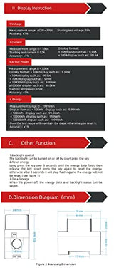 HiLetgo AC Digital Multimeter 50-300V 100A PZEM-008 LCD Display Digital Current Voltage Active Power Energy Multimeter Ammeter Voltmeter AC Din Rail HiLetgo