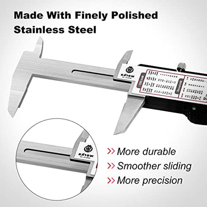 werka Digital Caliper, 0-6” Calipers Measuring Tool, Micrometer Caliper with 0.001”High-Accuracy,Inch/Fraction/Millimeter Conversions Button,4 - WoodArtSupply
