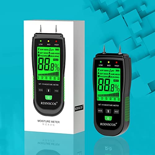Wood Moisture Meter, Firewood Moisture Tester, Drywall Moisture Detector Professional Moisture Content Meter Lumber Logs Concrete Floors Carpet RDINSCOS