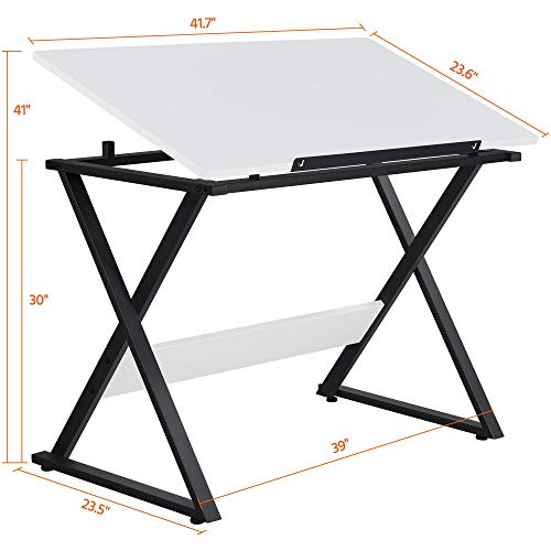 Yaheetech Adjustable Drawing Tables Drafting Desk with P2 Tiltable Tabletop for Reading, Writing,Studying Art Craft Work Station - WoodArtSupply