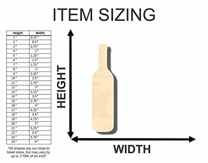 Unfinished Wood Wine Bottle Shape - Craft - up to 24" DIY 6" / 1/4"