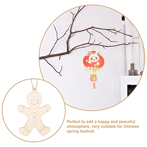 iplusmile 100pcs Wooden Gingerbread Man Cutouts Unfinished Wood Ornaments Blank Gingerbread Man Shape Pendants with Ropes for Christmas Easter Tree iplusmile