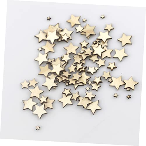 TEHAUX 300pcs Embellishments Star Wood Decor Unfinished Woods Slices Craft Decked Star Wood Ornaments Natural Unfinished Wood Slices Hanging TEHAUX