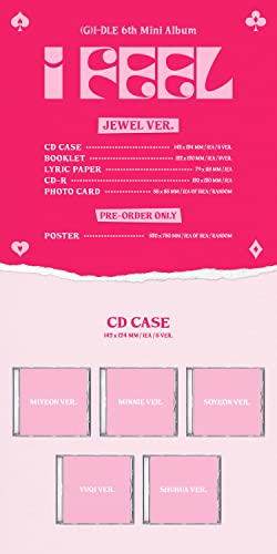 (G) I-DLE I FEEL 6th Mini Album Jewel Versoin Minnie Cover CD+Booklet+1p PhotoCard+Lyric Paper+Tracking Sealed