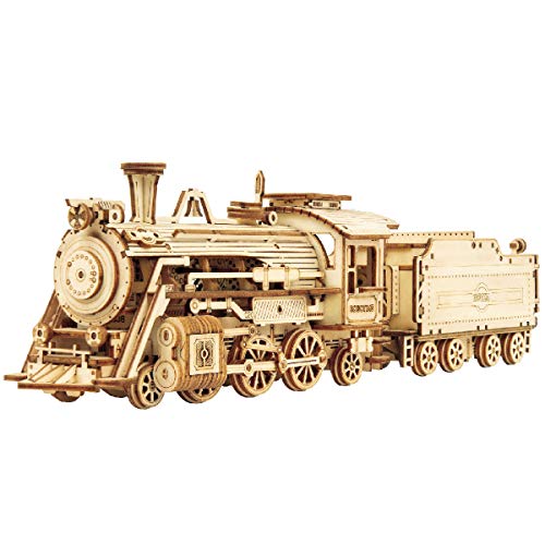 Locomotive Prime Steam Express Wooden 3D Puzzle - Model Building Kit for Adult Hobby and STEM Project for Teenagers at Home - WoodArtSupply