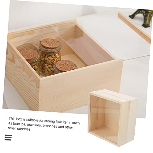 TEHAUX Box Storage Wooden Box Wood Crates Unfinished Kids Piggy Bank Wooden Case with Lid Shadow Display Case Kids Cookbook Wooden Jewelry Storage TEHAUX