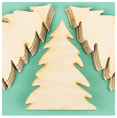 Unfinished Wood Pine Tree Cutouts Set of 12 by Factory Direct Craft - Made in The USA for Christmas Decorating, Crafts and DIY Projects (6-1/2 Inches Factory Direct Craft