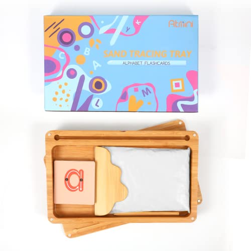 AtMini Sand Tray for Classroom Montessori Sand Tray with Lid Wooden Sand Trays for Kids Writing Letters and Numbers (White) AtMini