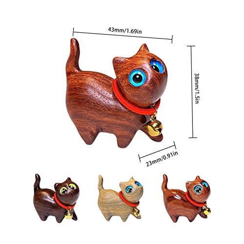 SYWAN 4Pcs Sandalwood Hand Carved Wood Cat, Handmade Wood Carved Cats Sandalwood Decoration Handmade Wood Carved Cats Cute Cat Wooden Crafts Figurine SYWAN