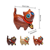 SYWAN 4Pcs Sandalwood Hand Carved Wood Cat, Handmade Wood Carved Cats Sandalwood Decoration Handmade Wood Carved Cats Cute Cat Wooden Crafts Figurine SYWAN