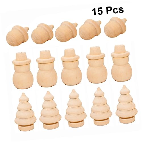 SEWACC 15pcs Wood Decor Natural Home Decor Home Decoration Unfinished Wooden Figurine Unfinished DIY Doll Blank Peg Dolls Household Crafts Wooden SEWACC