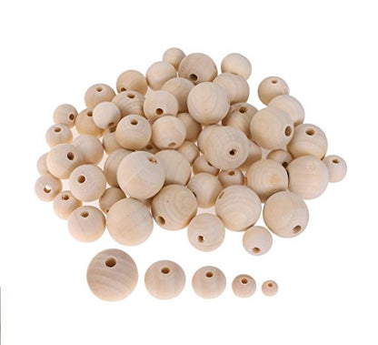 Amaney 400pcs 6mm-14mm Unfinished Wood Beads Assorted Natural Round Ball Loose Solid Wooden Spacer Beads for Crafts DIY Handmade Jewelry Making - WoodArtSupply