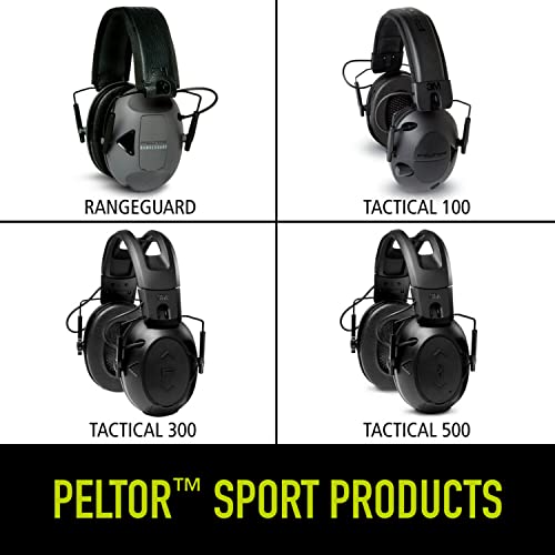 Peltor Sport Tactical 100 Electronic Hearing Protector, Ear Protection, NRR 22 dB, Ideal for the Range, Shooting and Hunting, TAC100-OTH, Black, One Peltor Sport