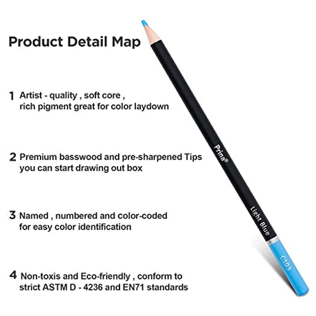 PRINA Art Supplies 120-Color Colored Pencils Set for Adults Coloring Books with Sketchbook, Professional Vibrant Artists Drawing Sketching Blending PRINA