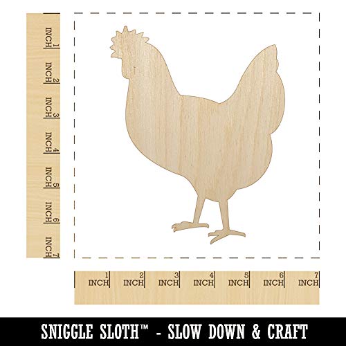 Chicken Standing Solid Unfinished Wood Shape Piece Cutout for DIY Craft Projects - 1/4 Inch Thick - 6.25 Inch Size