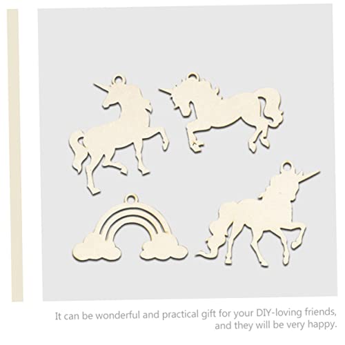 Parliky 1 Set Unicorn Chips Unfinished Wood Slices Rustic Wooden Embellishments Wooden Rainbow to Wood Shapes Craft Wood Trim Unicorn Wood Cutout for Parliky
