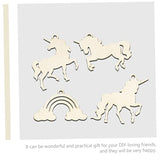 Parliky 1 Set Unicorn Chips Unfinished Wood Slices Rustic Wooden Embellishments Wooden Rainbow to Wood Shapes Craft Wood Trim Unicorn Wood Cutout for Parliky