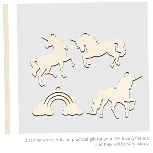 IMIKEYA 1 Set Unicorn Chips Unfinished Wood Slices Homemade Ornaments DIY Guitar Wood Shapes Wooden Rainbow Cutouts Rustic Wooden Embellishments - WoodArtSupply