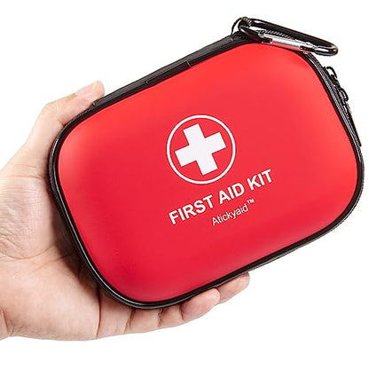 Mini First Aid Kit - 120 Piece Small Waterproof Hard Shell Medical Kit for Car, Home, Office, Travel, Camping, Sports, Outdoor, School - Emergency - WoodArtSupply