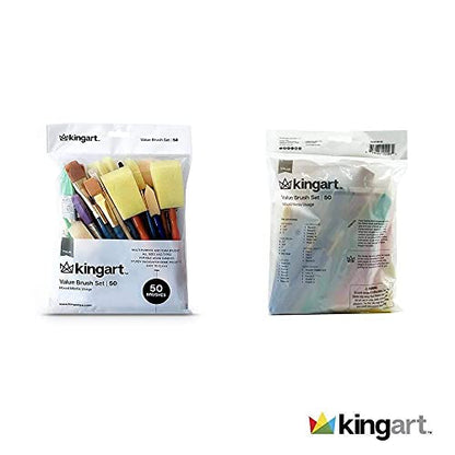 KINGART Mixed Media Value Brush Set - Set of 50,Assorted,231-50 - WoodArtSupply