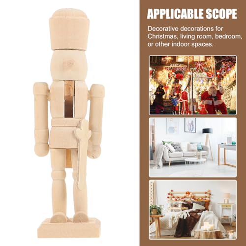 BESPORTBLE 6Pcs Christmas Wooden Nutcracker Unfinished Nutcracker Figurines DIY Blank Unpainted Nutcracker for Xmas Decoration