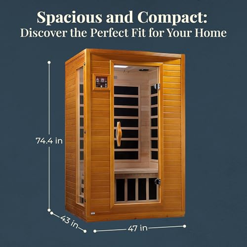 Dynamic Andora 2 Person Low EMF 6 Heating Panel Infrared Therapy Wood Dry Heat Sauna with Bluetooth, MP3 Aux Connection for Home Spa Days - Curbside DYNAMIC SAUNAS