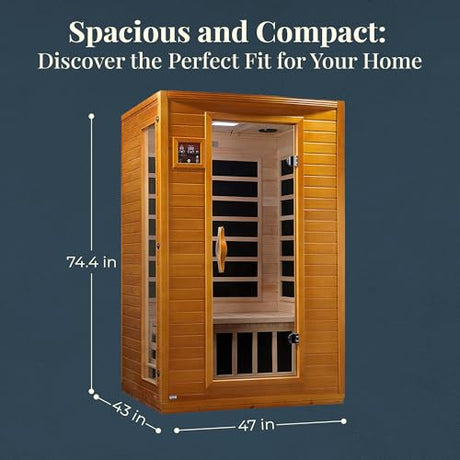 Dynamic Andora 2 Person Low EMF 6 Heating Panel Infrared Therapy Wood Dry Heat Sauna with Bluetooth, MP3 Aux Connection for Home Spa Days - Curbside DYNAMIC SAUNAS
