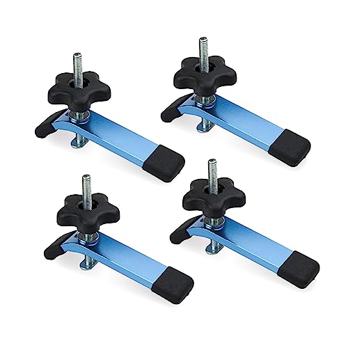 POWERTEC 71168-P2V T-Track Hold Down Clamp, 5-1/2" L x 1-1/8" W, 4 Pack, T Track Clamps for Woodworking