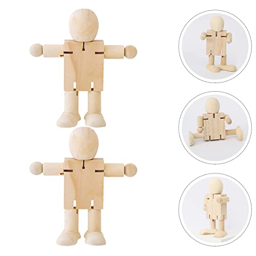 ARTIBETTER 6 Pcs Joint Puppet Toys Artist Wooden Tiny Doll Bodies Painting Graffiti Unfinished People Bodies Unfinished Wooden Robot Bodies Kids ARTIBETTER