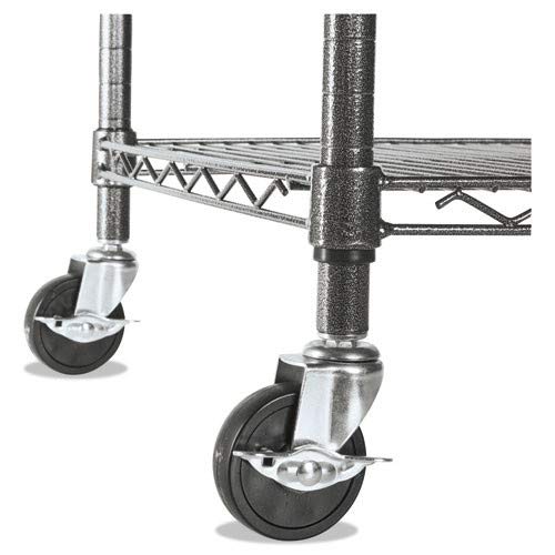Alera Complete Wire Shelving Unit w/Caster, 48" x 18" x 72", Black Anthracite Alera