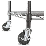 Alera Complete Wire Shelving Unit w/Caster, 48" x 18" x 72", Black Anthracite Alera