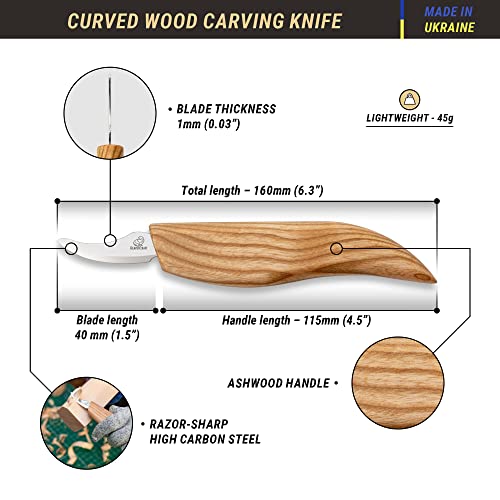 BeaverCraft Wood Carving Knife Whittling Knife for Beginners C18 - Safety Chip Carving Knife Whittling Tools Wood Carving Tools for Beginners - Sloyd BeaverCraft