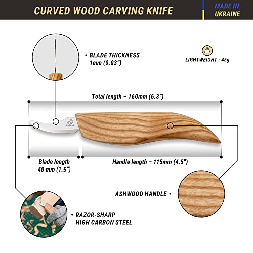 BeaverCraft Wood Carving Knife Whittling Knife for Beginners C18 - Safety Chip Carving Knife Whittling Tools Wood Carving Tools for Beginners - Sloyd