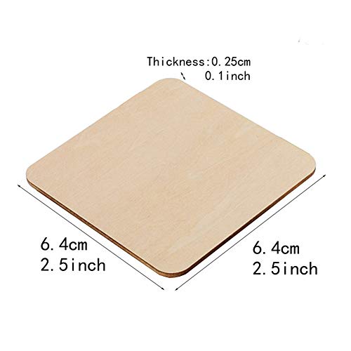 30Pcs 2.5 Inch Unfinished Wood Squares Ornament Round Corner Wooden Cutouts for DIY Crafts Coasters, Pyrography, Painting, Writing, Photo Props and