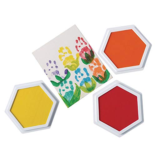 Colorations Classic Primary Colors Jumbo Washable Stamp Pads Washable Ink Pack of 6 (6"L x 7"W) - Classroom Stamping for Kids With Lid - WoodArtSupply