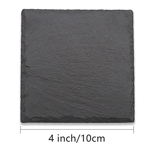 24 Pack Drink Coasters Set, SIJDIEE 4 Inch Square Slate Stone Drink Coasters with Square Blank Wood Craft Coasters for DIY Painting Wood Engraving SIJDIEE