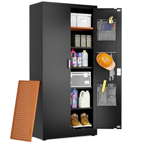 METALTIGER Locking Metal Storage Cabinet | Garage Storage Cabinet with Doors and 5 Adjustable Shelves | 71" Lockable Tool Cabinet | Heavy-Duty Metal METALTIGER