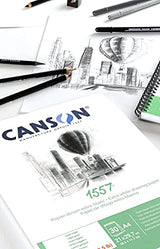 CANSON 1557 Extra White 120gsm A5 Sketch Paper, Light Grain, 50 Sheets, Ideal for Professional Artists & Illustrators Canson