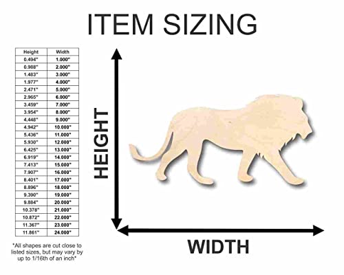 Unfinished Wood Lion Shape - Animal - Wildlife - Craft - up to 24" DIY 6" / 1/8" 24 Hour Crafts